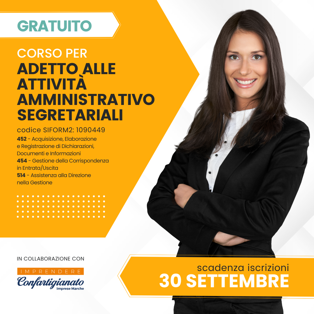 Corso Gratuito Addetto alle AttivitÃ  Amministrativo-Segretariali